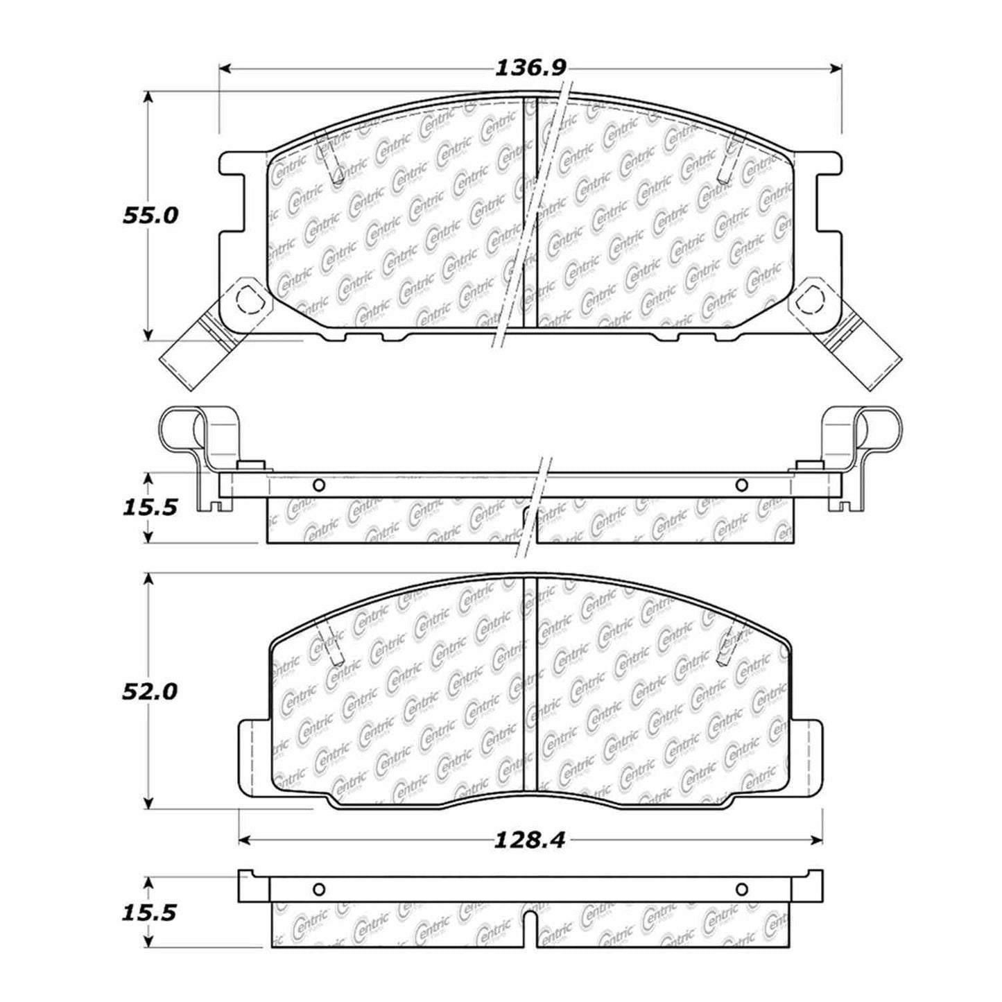 Centric Parts Disc Brake Pad Set Semi-Metallic with Shims for 1987-1989 Toyota Van 102.03880