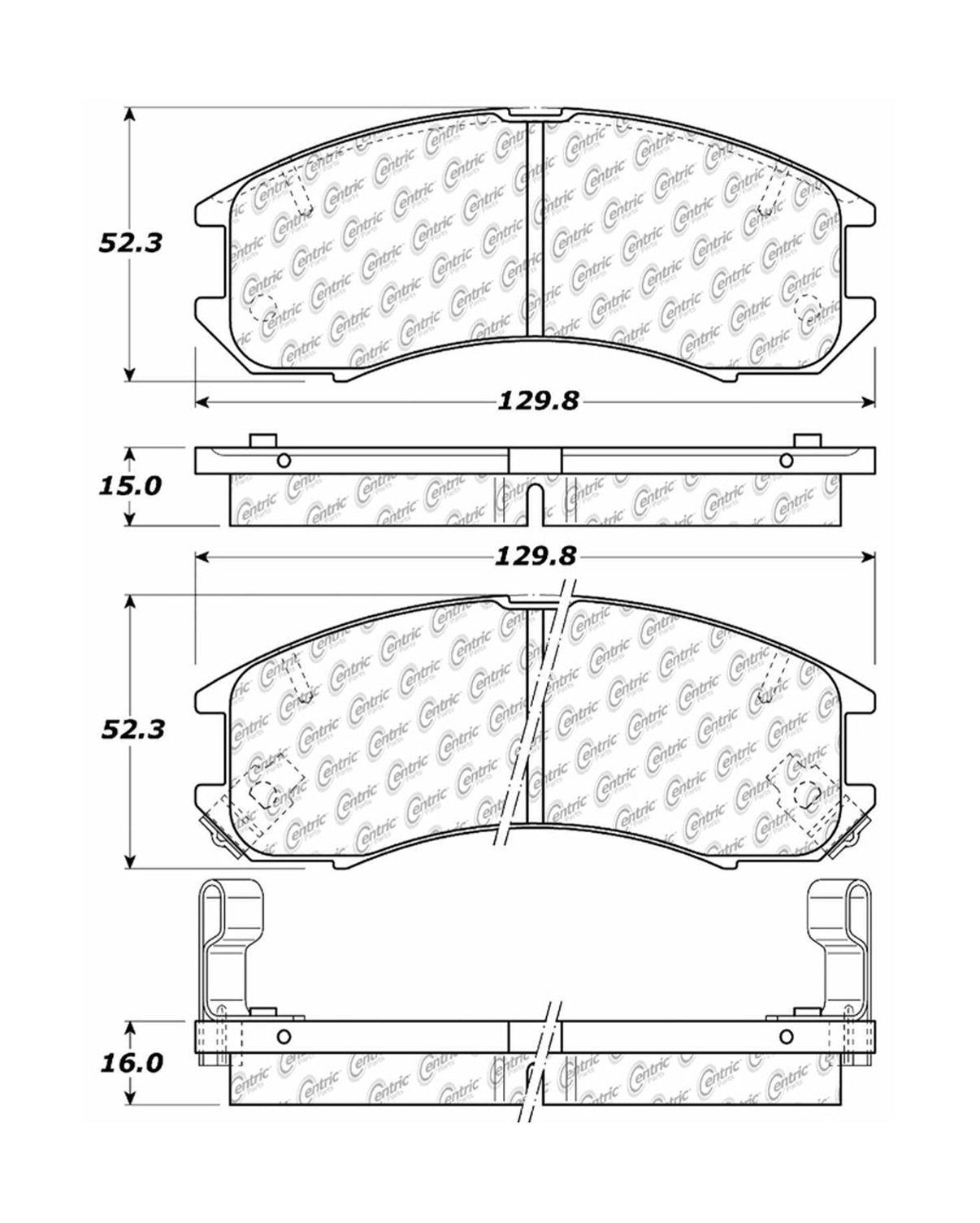 Centric Parts Disc Brake Pad Set with Semi-Metallic compounds 102.03990