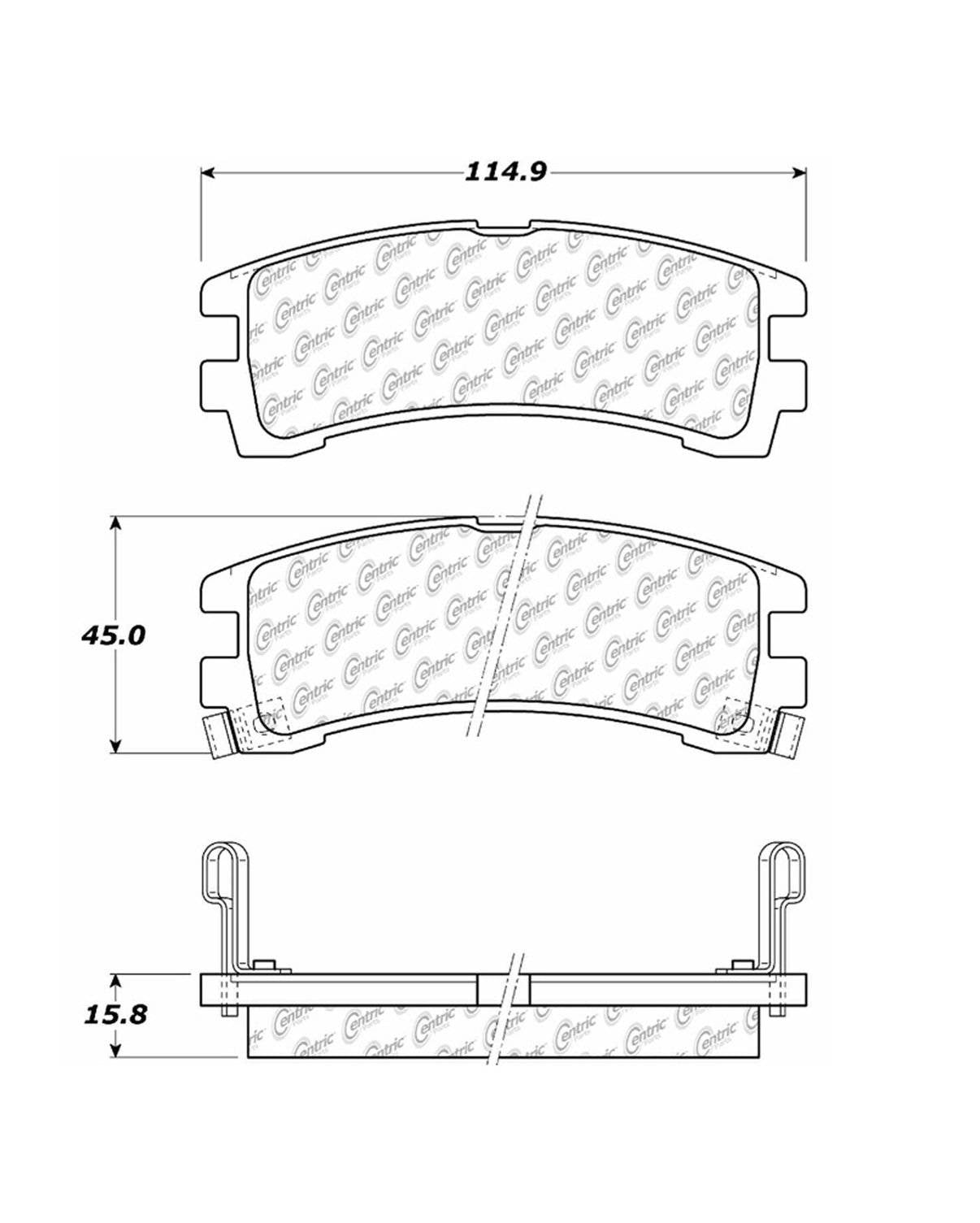 Centric Parts Disc Brake Pad Set Shimmed Semi-Metallic for 2020-2025 Vehicles 102.04010