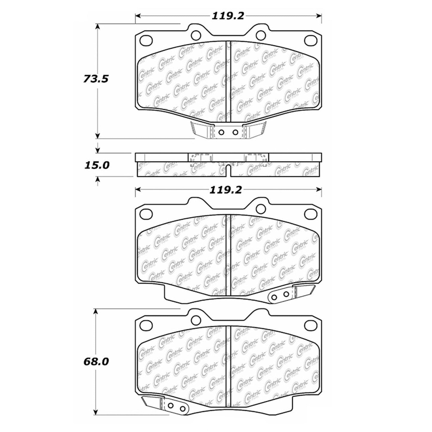 Centric Parts Disc Brake Pad Set Shimmed Semi-Metallic 102.04100