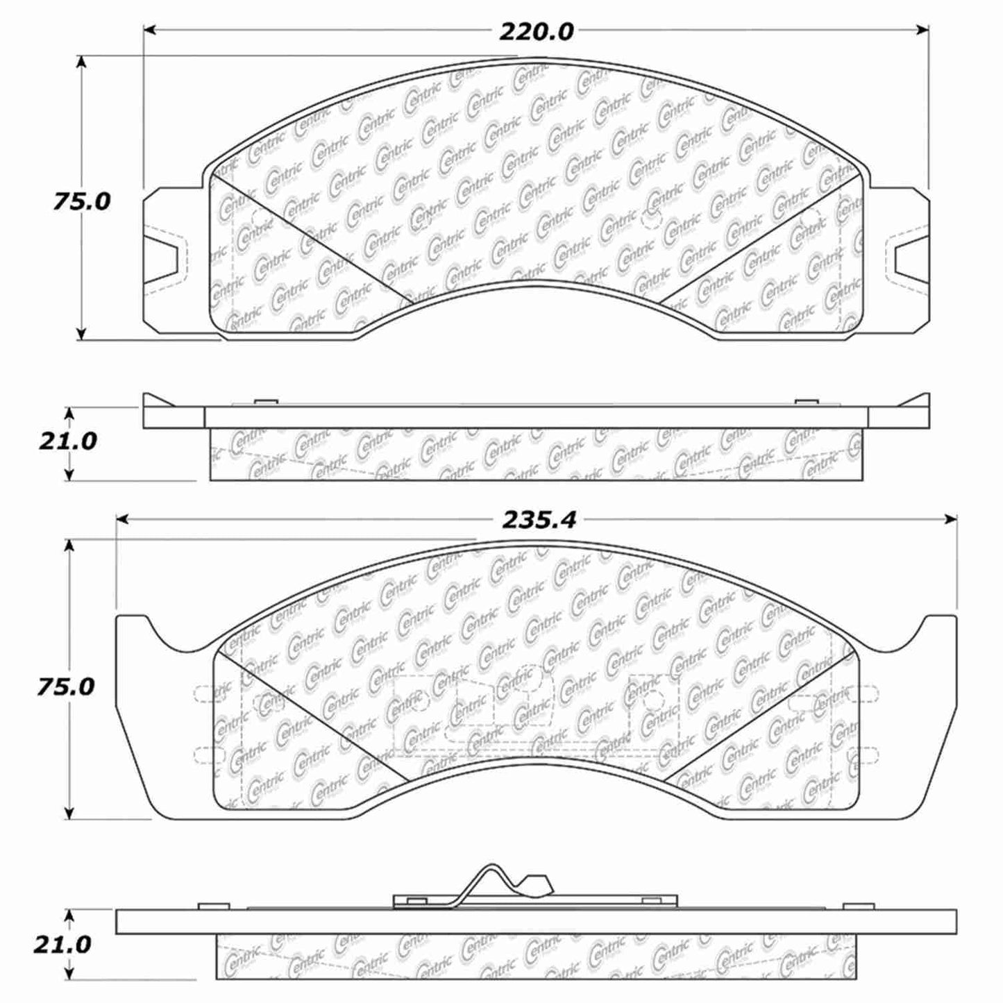 Centric Parts Disc Brake Pad Set Shimmed for Noise Reduction with Semi-Metallic Compounds