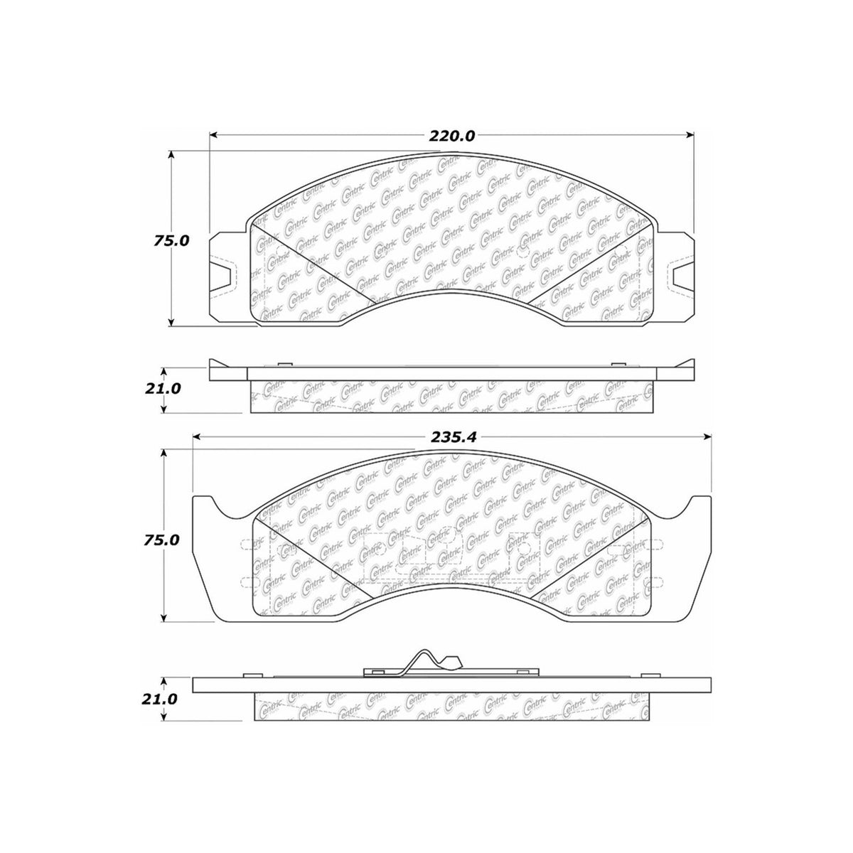 Centric Parts Disc Brake Pad Set Shimmed for Noise Reduction with Semi-Metallic Compounds
