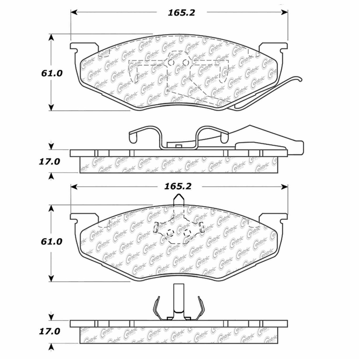Centric Parts Disc Brake Pad Set Semi-Metallic with Shims for 1989-1990 Chrysler Daytona LeBaron Town & Country Dodge Caravan Grand Caravan Plymouth Voyager 102.04140