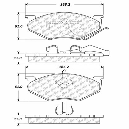 Centric Parts Disc Brake Pad Set Semi-Metallic with Shims for 1989-1990 Chrysler Daytona LeBaron Town & Country Dodge Caravan Grand Caravan Plymouth Voyager 102.04140