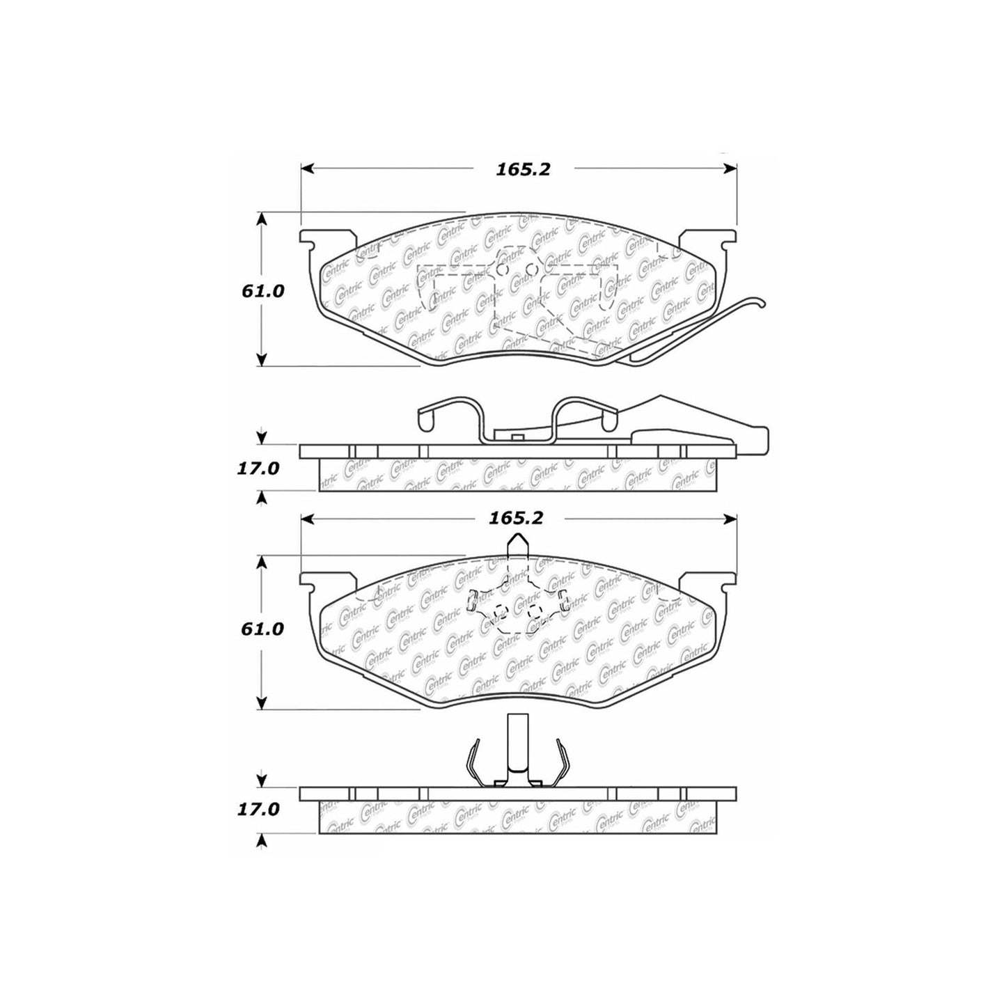 Centric Parts Disc Brake Pad Set Semi-Metallic with Shims for 1989-1990 Chrysler Daytona LeBaron Town & Country Dodge Caravan Grand Caravan Plymouth Voyager 102.04140