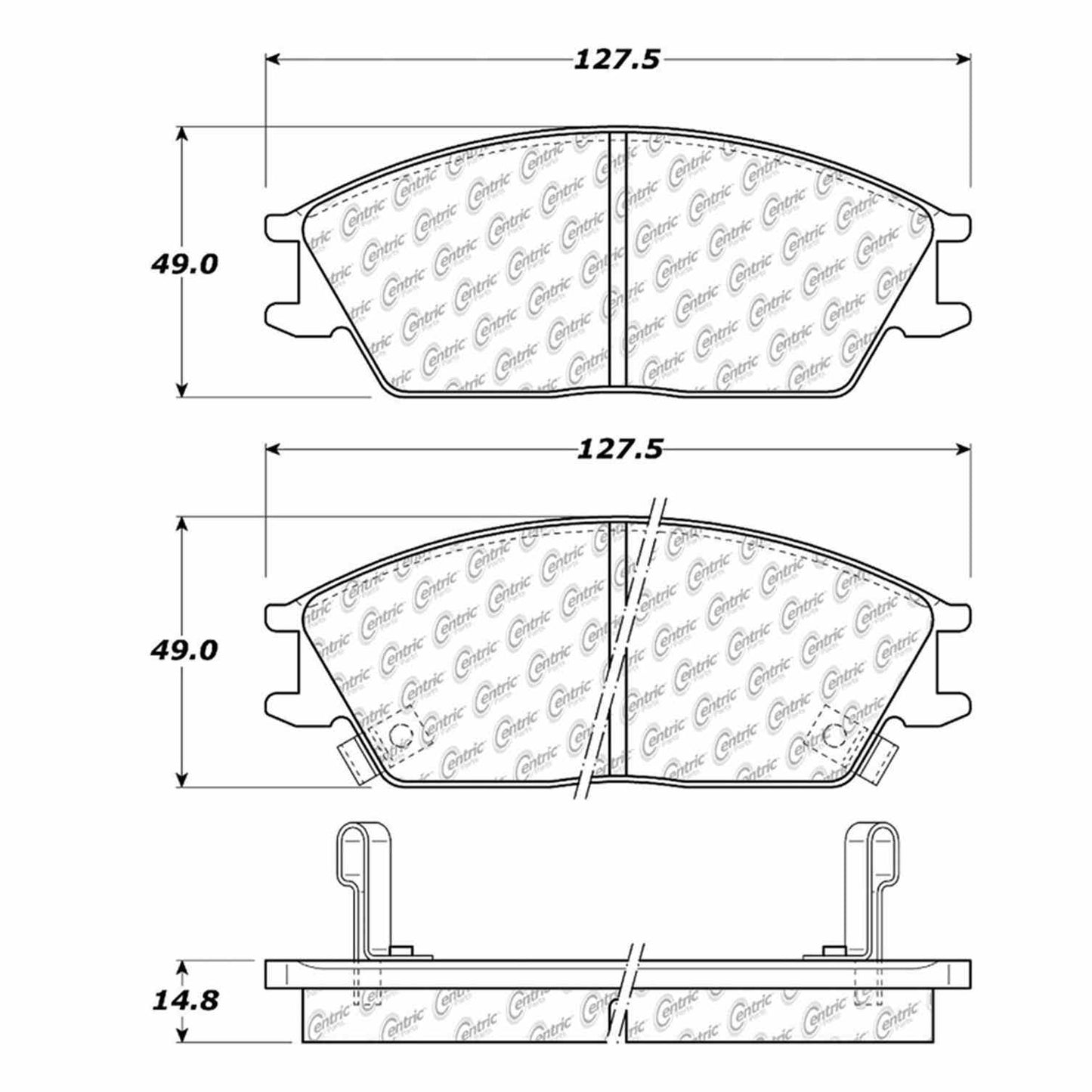 Centric Parts Disc Brake Pad Set Semi-Metallic with Shims for 2004-2006 Dodge Verna 102.04400