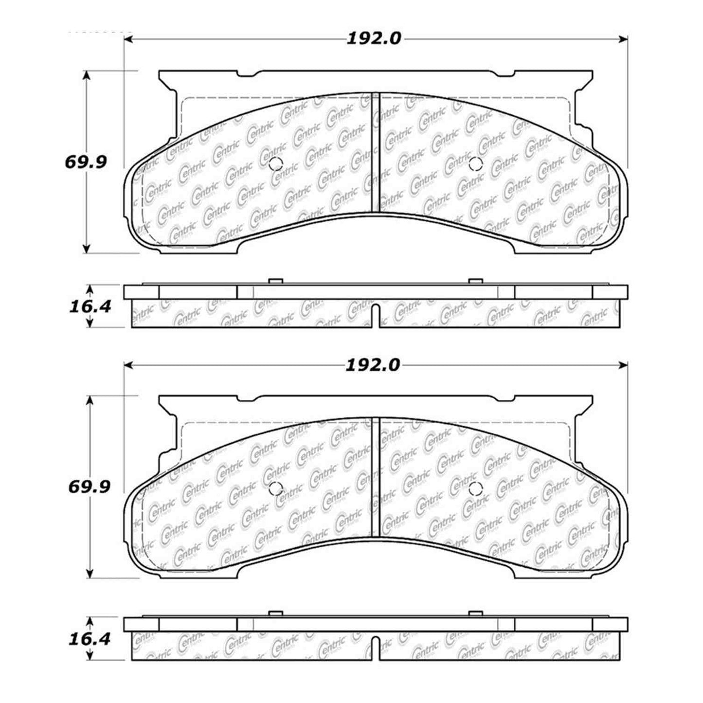 Centric Parts Disc Brake Pad Set Semi-Metallic with Shims for 1973-1997 Ford Econoline and F-Series 102.04500