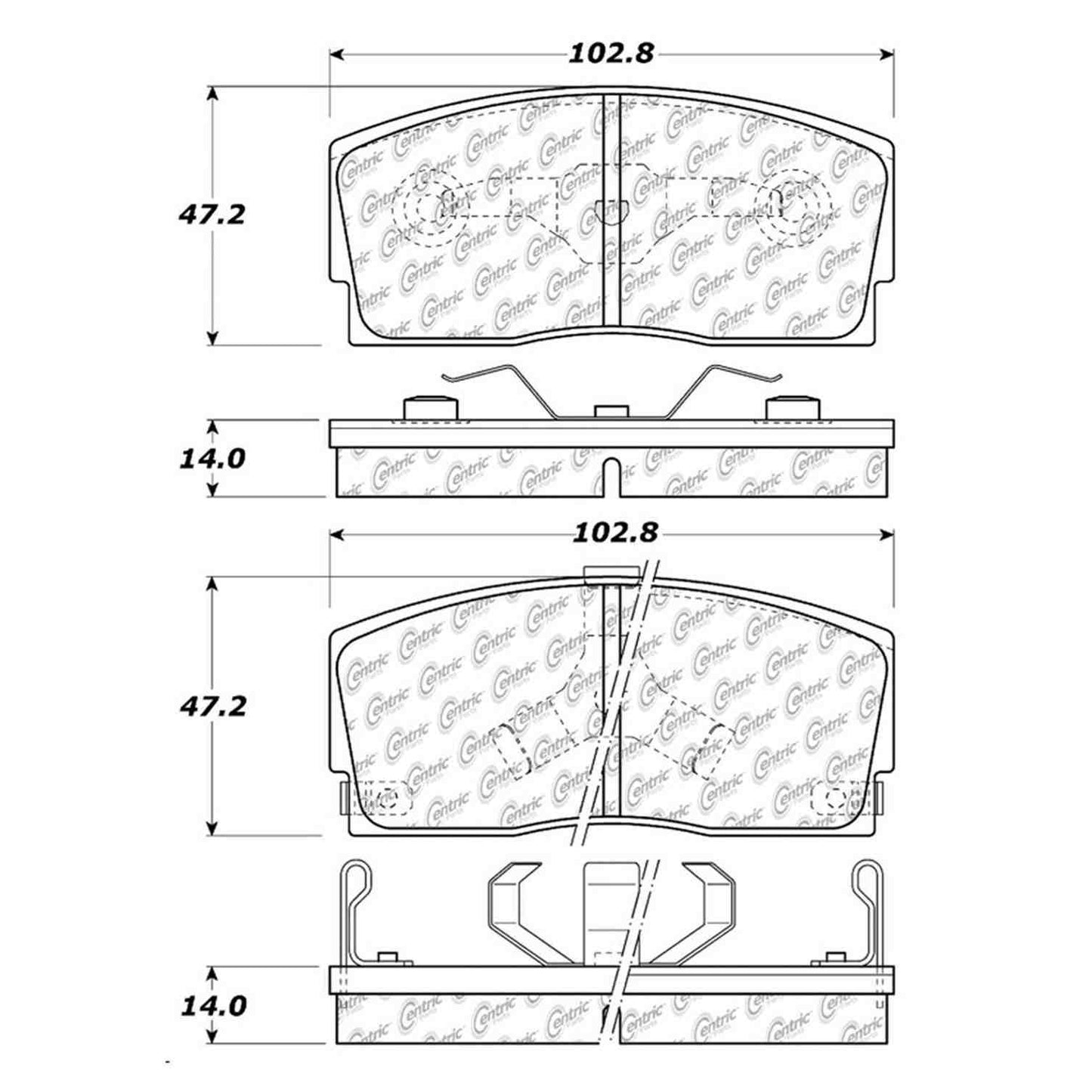 Centric Parts Disc Brake Pad Set Semi-Metallic with Shims for 1988-1992 Daihatsu Charade 102.04560