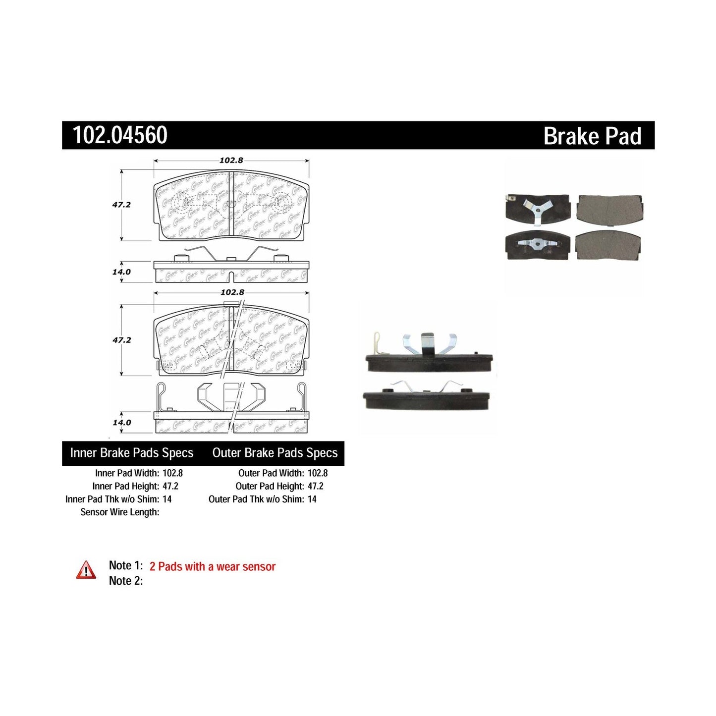 Centric Parts Disc Brake Pad Set Semi-Metallic with Shims for 1988-1992 Daihatsu Charade 102.04560