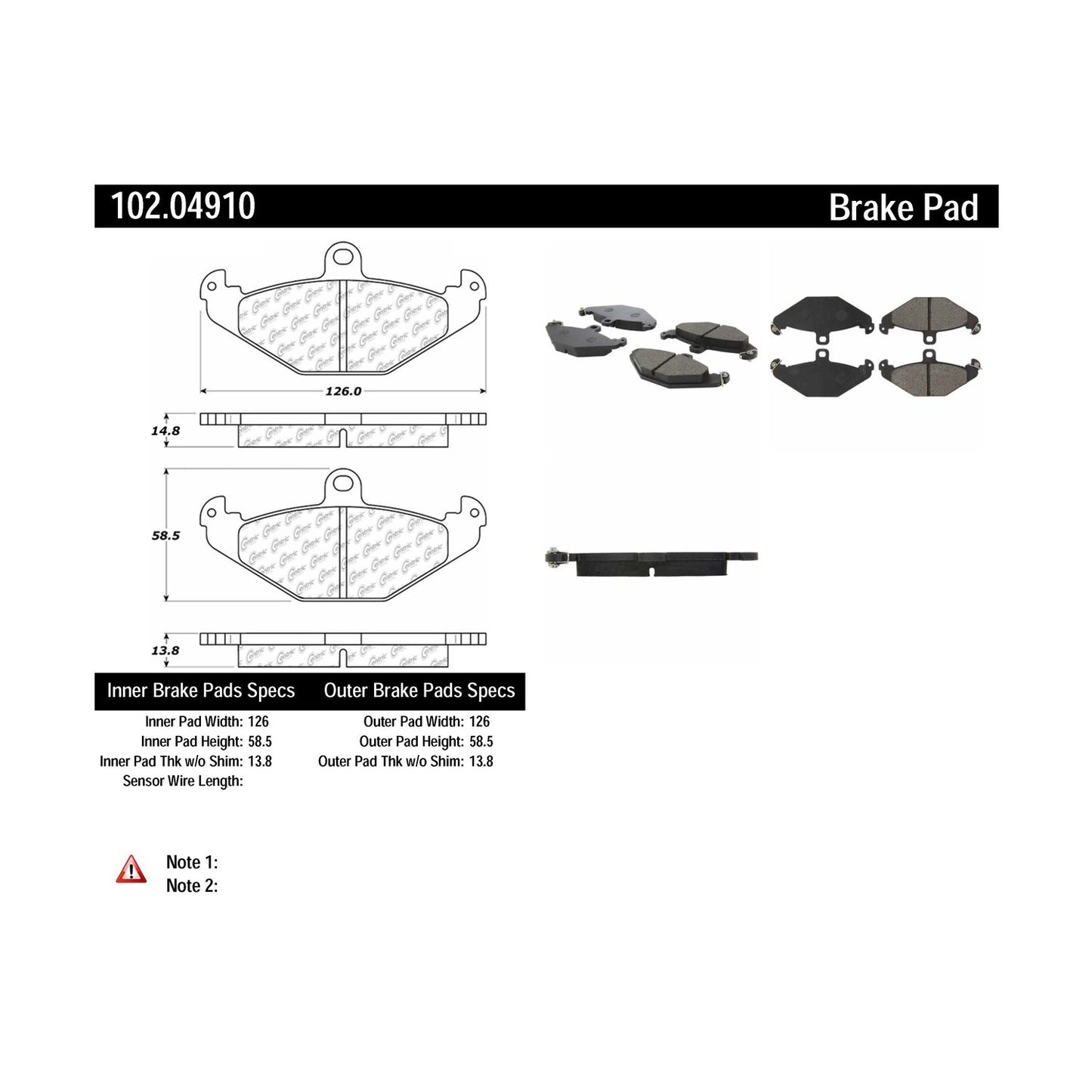 Centric Parts Disc Brake Pad Set Semi-Metallic with Shims for 1990-2004 Dodge Monaco Viper Eagle Premier Lotus Esprit Tesla Roadster 102.04910