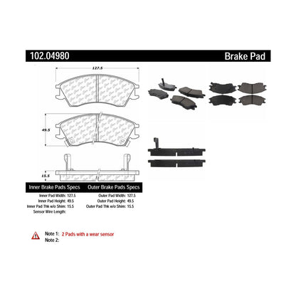 Centric Parts Disc Brake Pad Set Semi-Metallic with Shims for 1989-1994 Subaru Justy 102.04980