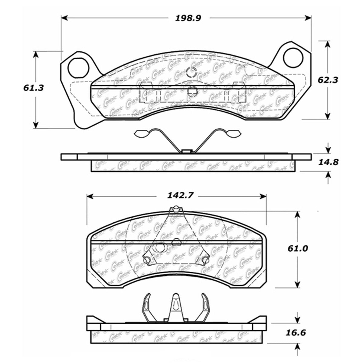 Centric Parts Disc Brake Pad Set Semi-Metallic with Shims 102.04990