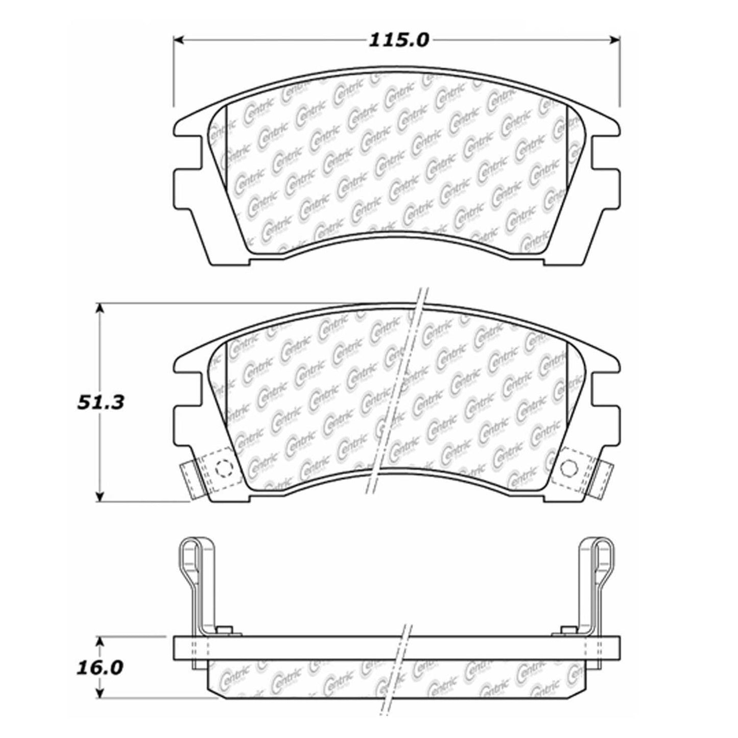 Centric Parts Disc Brake Pad Set Semi-Metallic with Shims for 1991-1994 Nissan Sentra 1993-1996 Tsuru 102.05090