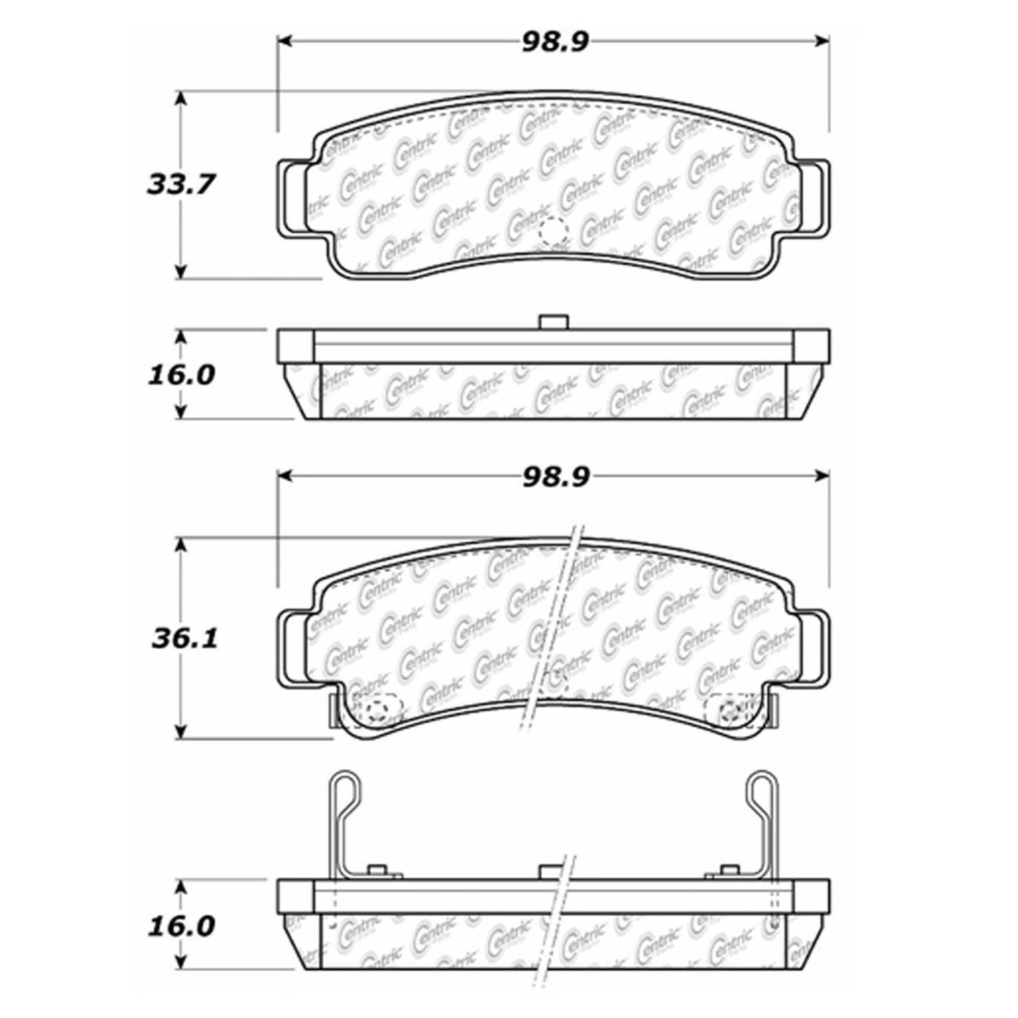 Centric Parts Disc Brake Pad Set Semi-Metallic with Shims for 1991-1996 Nissan NX Sentra Tsuru 102.05110