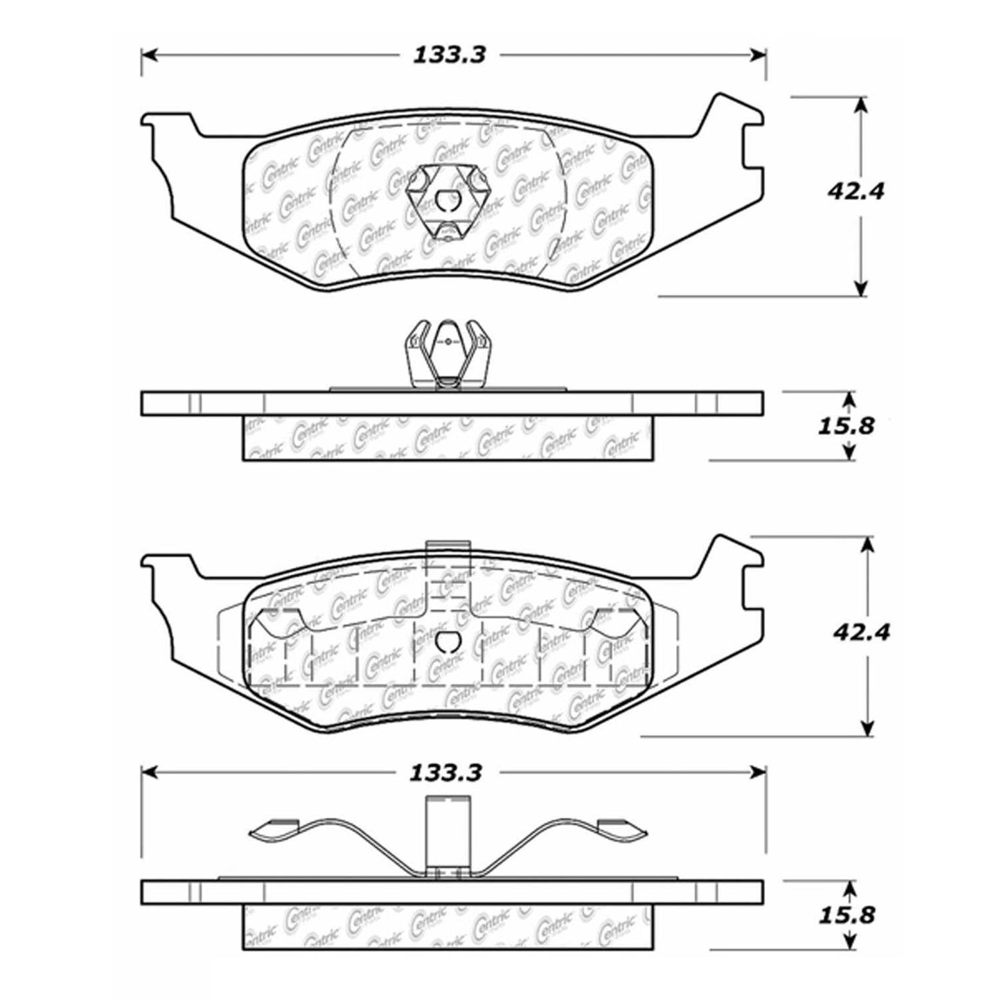 Centric Parts Disc Brake Pad Set Semi-Metallic with Shims for 1990-2010 Chrysler Models 102.05120