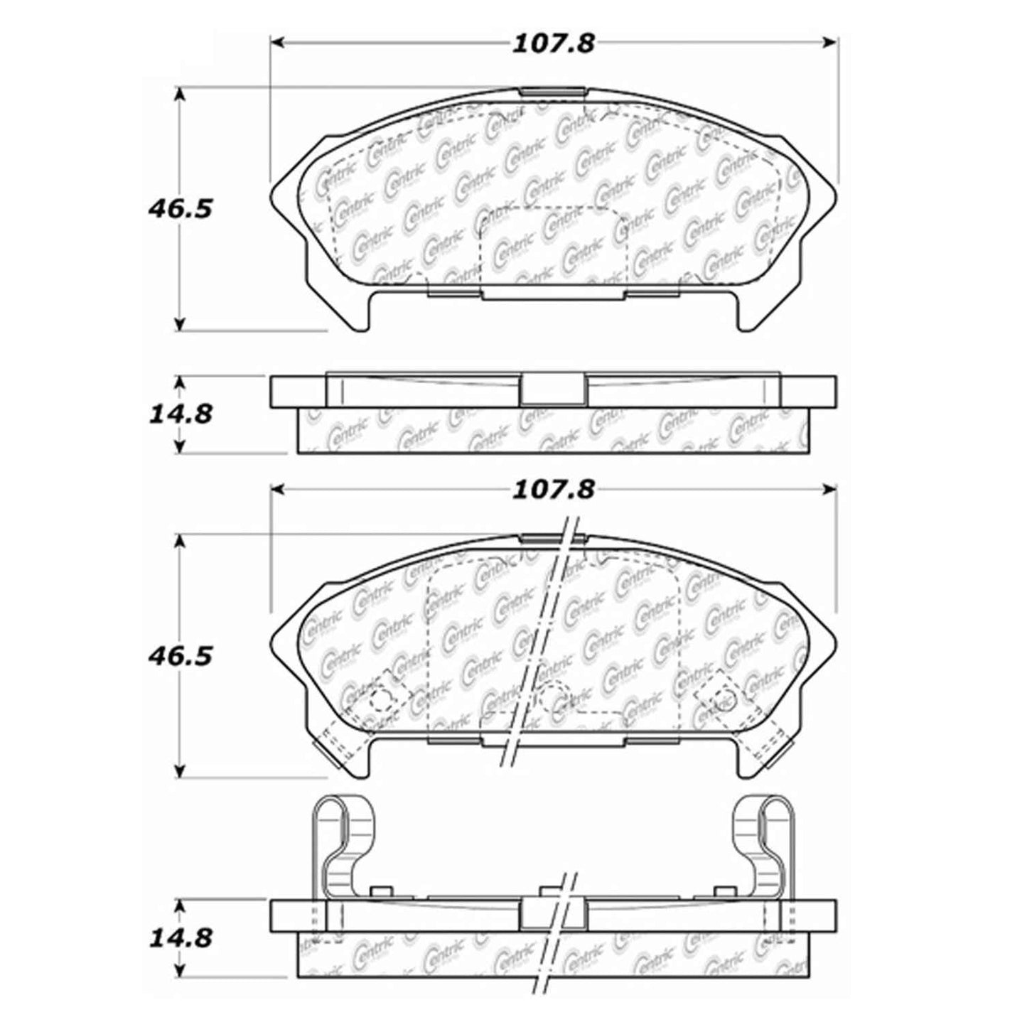 Centric Parts Disc Brake Pad Set Semi-Metallic with Shims for 1990-1993 Asuna Sunfire, Isuzu Impulse, Stylus 102.05150