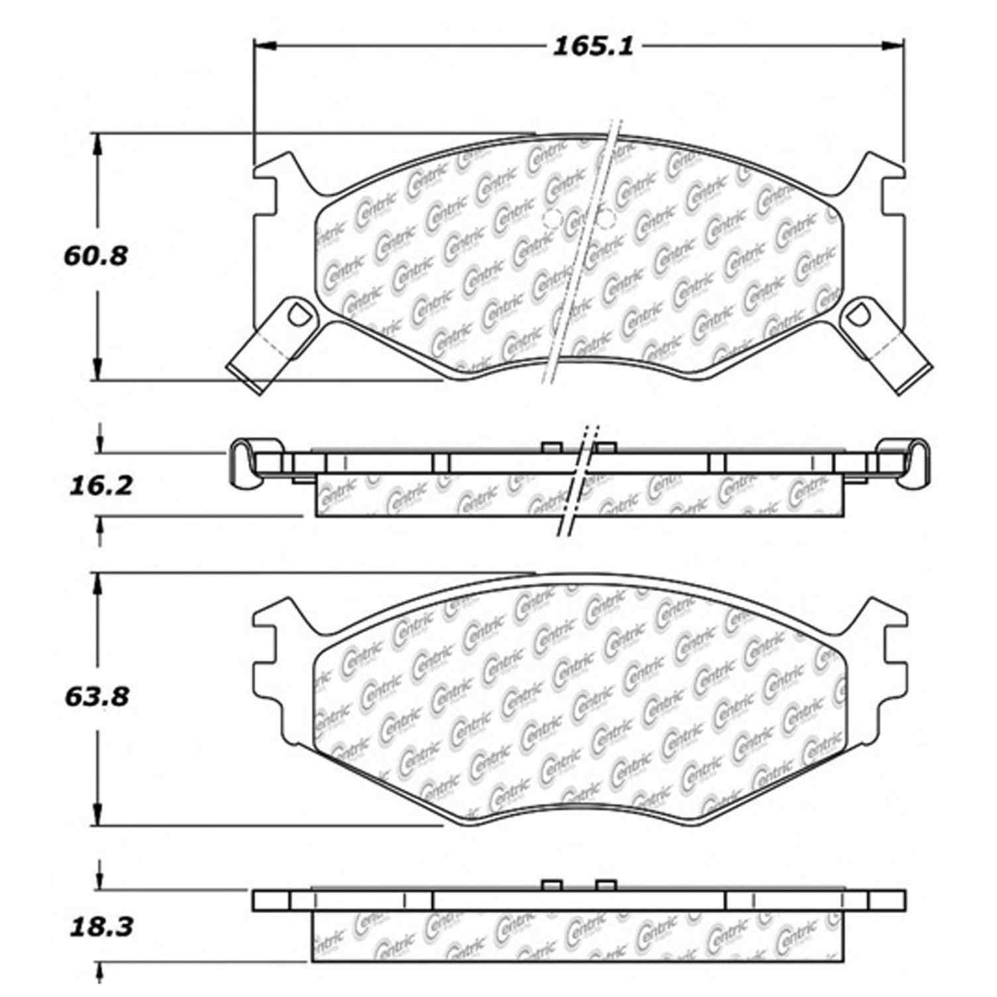 Centric Parts Disc Brake Pad Set Semi-Metallic with Shims for 1991-1995 Chrysler Daytona LeBaron Town & Country Dodge Caravan Grand Voyager Spirit Plymouth Acclaim 102.05220