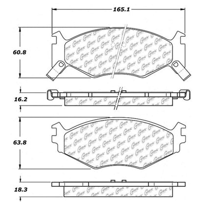 Centric Parts Disc Brake Pad Set Semi-Metallic with Shims for 1991-1995 Chrysler Daytona LeBaron Town & Country Dodge Caravan Grand Voyager Spirit Plymouth Acclaim 102.05220