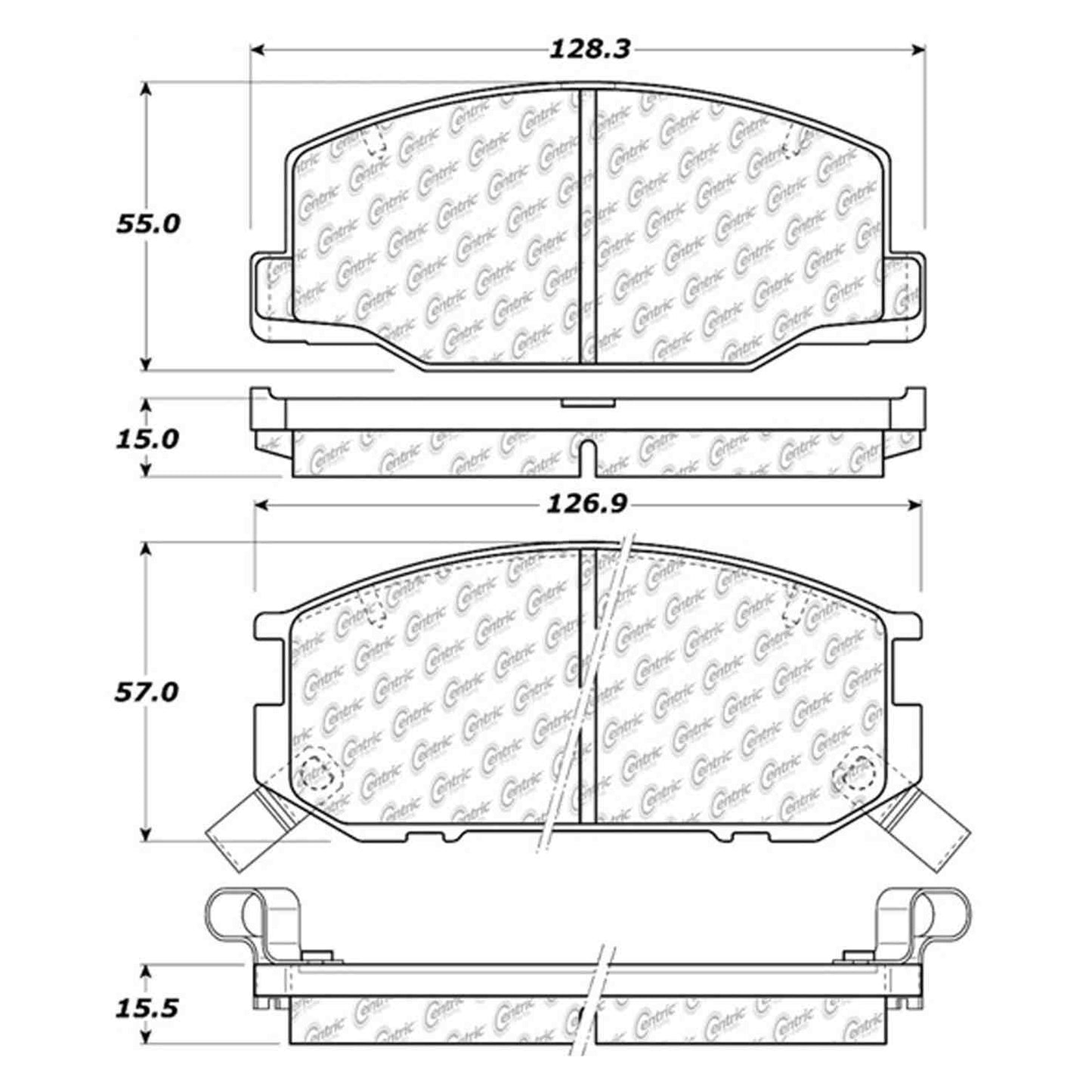 Centric Parts Disc Brake Pad Set Semi-Metallic with Shims for 1989-1992 Lotus Esprit 1991-1997 Toyota Previa 102.05270