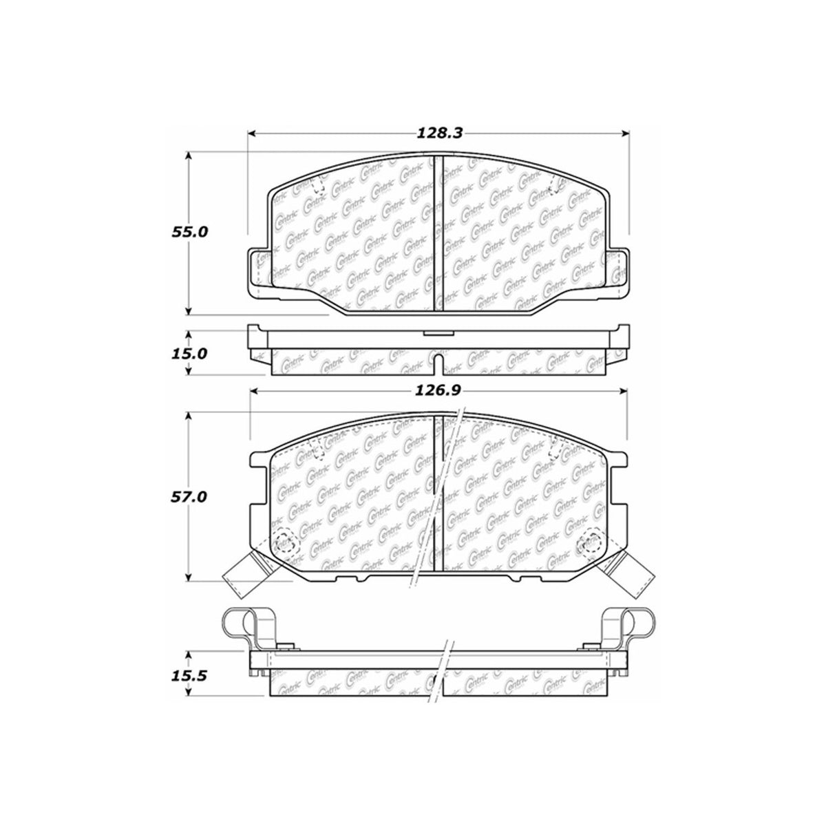 Centric Parts Disc Brake Pad Set Semi-Metallic with Shims for 1989-1992 Lotus Esprit 1991-1997 Toyota Previa 102.05270