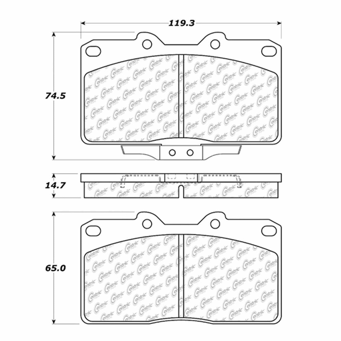 Centric Parts Disc Brake Pad Set Semi-Metallic with Shims for 1991-1996 Dodge Stealth, 1991-1999 Mitsubishi 3000GT 102.05310