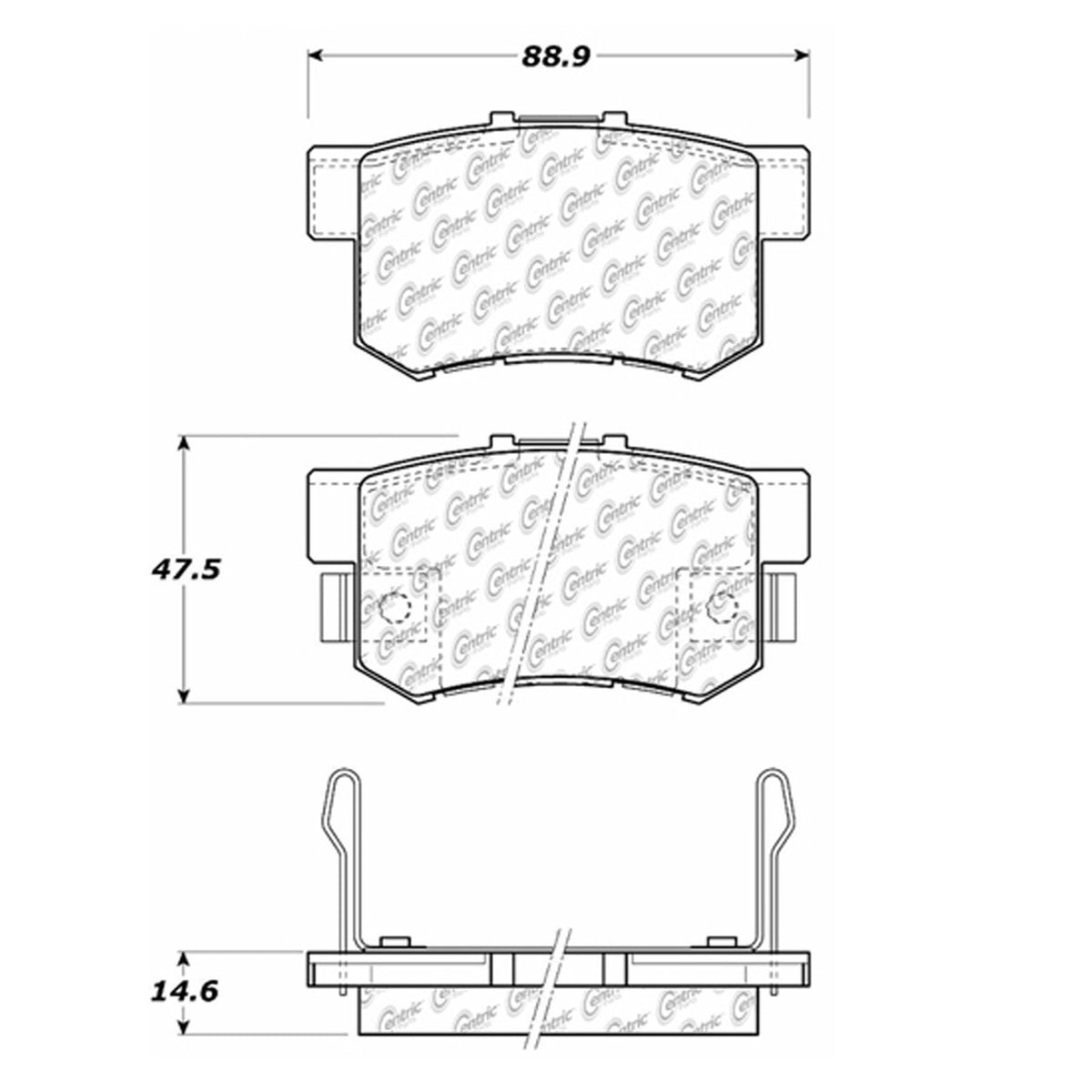 Centric Parts Disc Brake Pad Set Semi-Metallic with Shims for 2003-2012 Acura and Honda