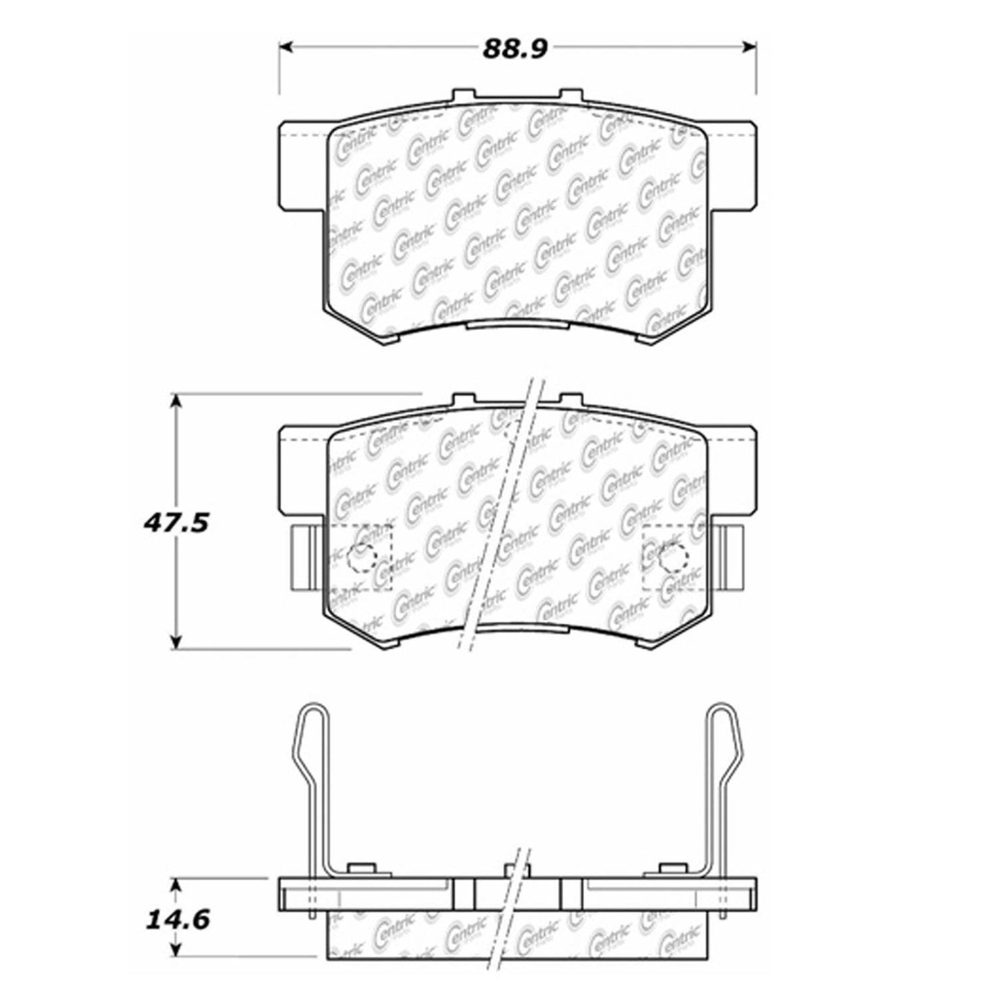 Centric Parts Disc Brake Pad Set Semi-Metallic with Shims for Honda 1991-2015 102.05370