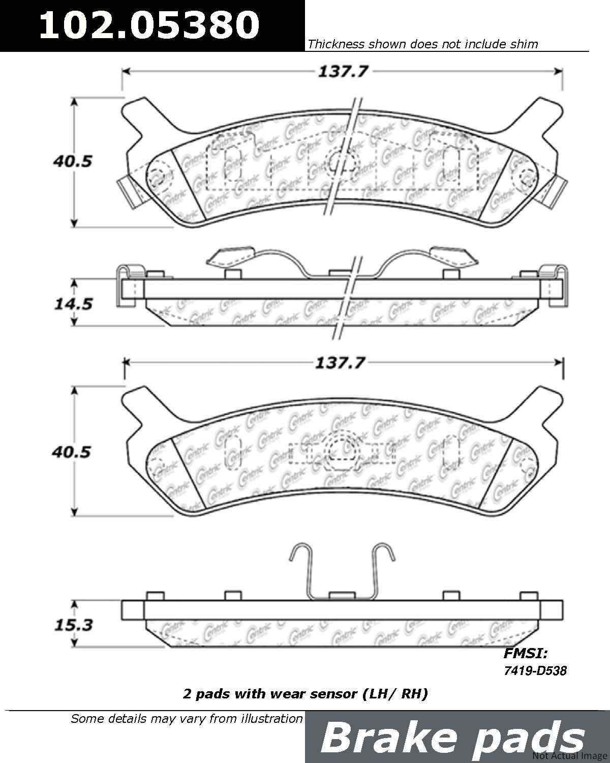 Centric Parts Disc Brake Pad Set 102.05380