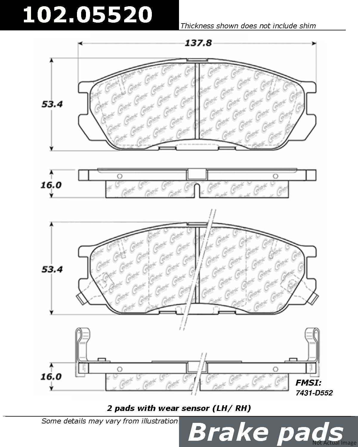 Centric Parts Disc Brake Pad Set for compatible vehicles 102.05520