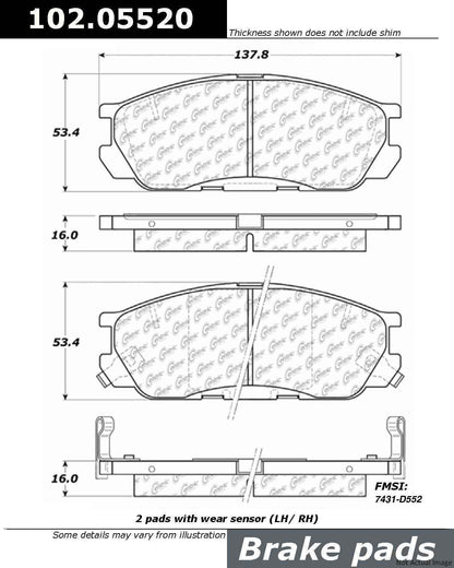 Centric Parts Disc Brake Pad Set for compatible vehicles 102.05520