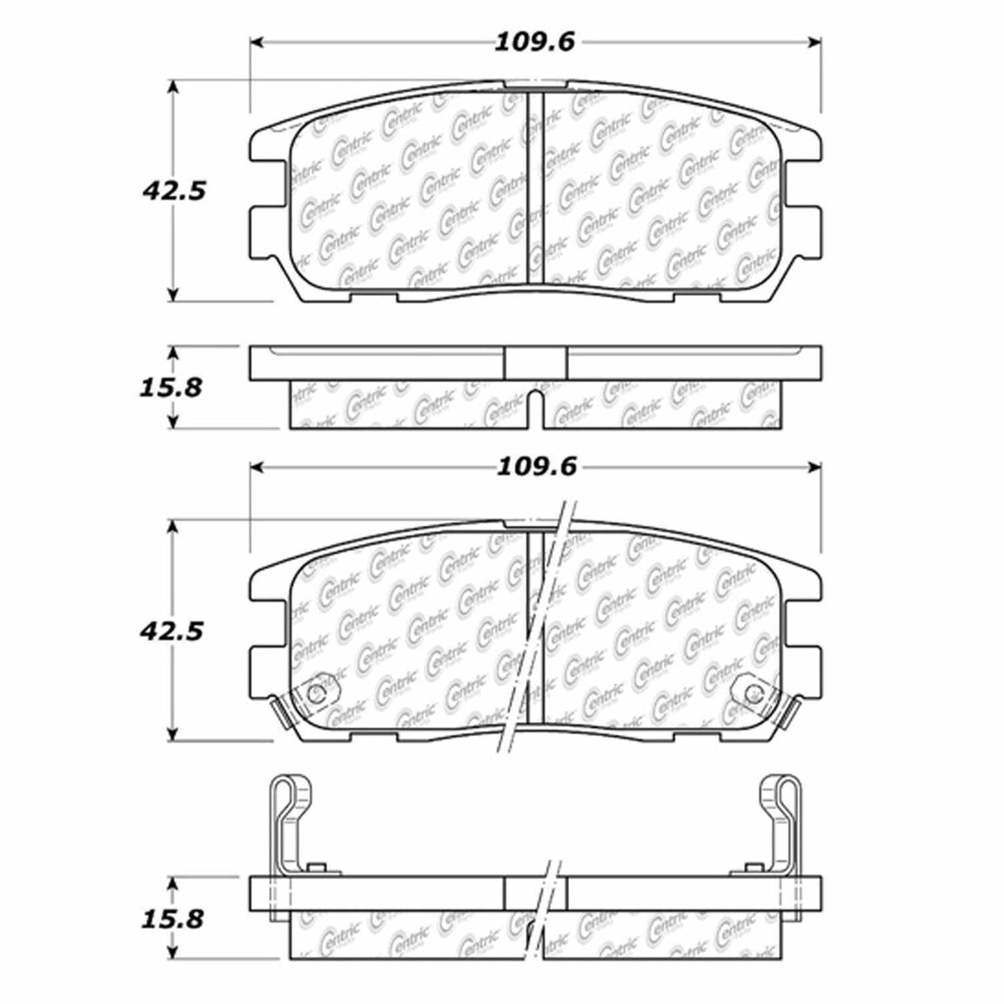 Centric Parts Disc Brake Pad Set Semi-Metallic with Shims for 1996-1999 Acura SLX 102.05800