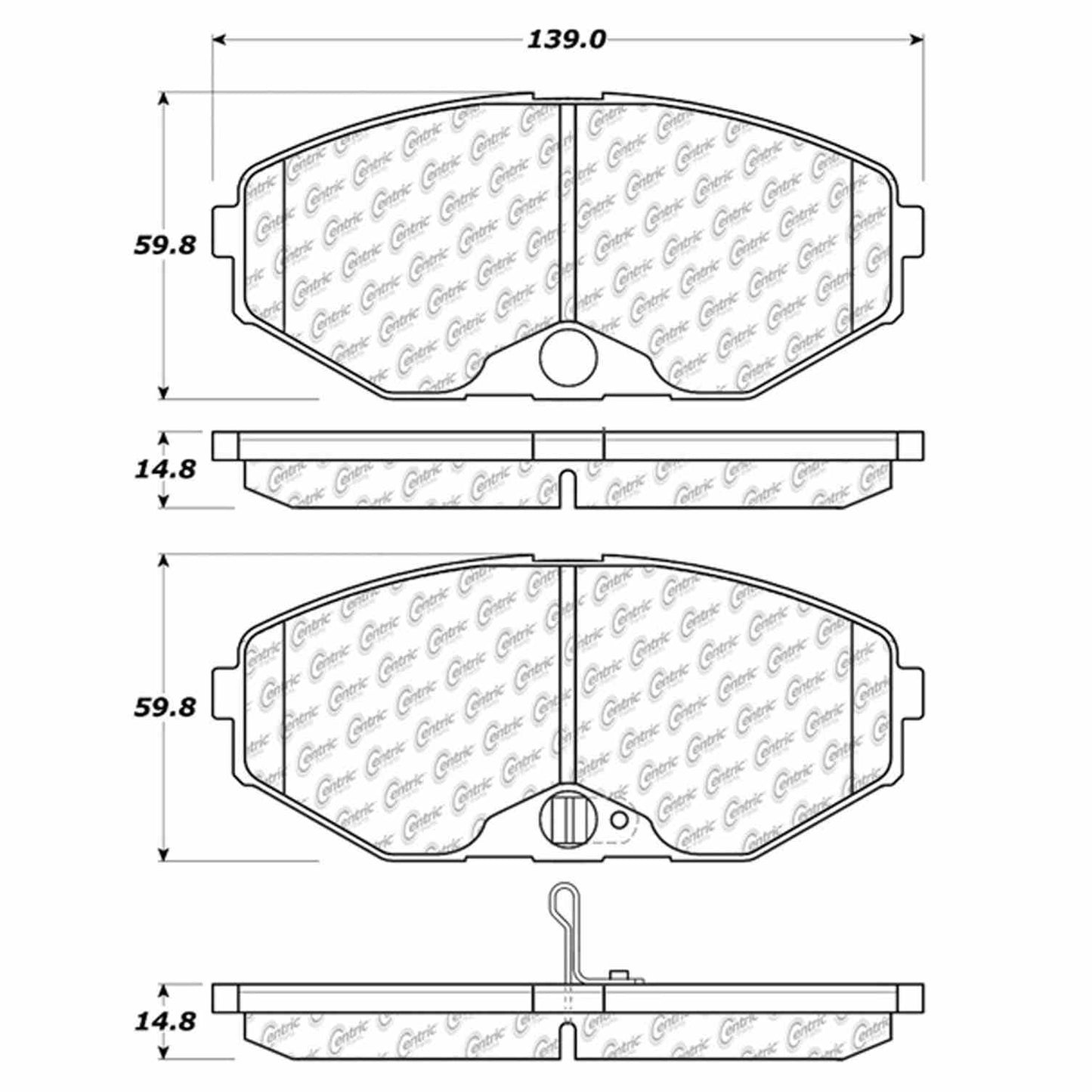 Centric Parts Disc Brake Pad Set Semi-Metallic with Shims for 1993-1997 Infiniti J30 Q45 102.05870