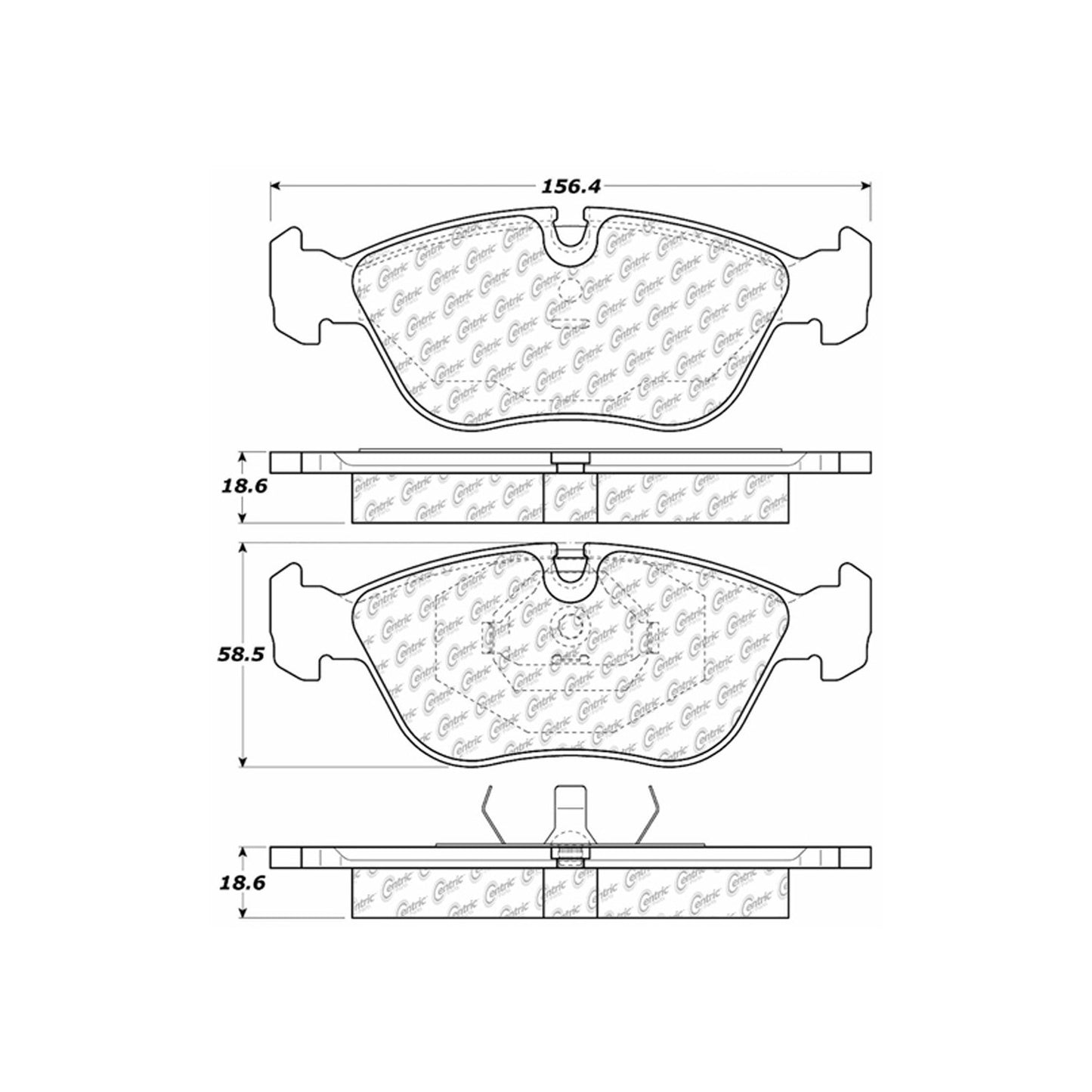 Centric Parts Disc Brake Pad Set Semi-Metallic with Shims for 1993-1997 Volvo 850 2004-1998 C70 2000-1998 S70 2000-1998 V70 102.06180