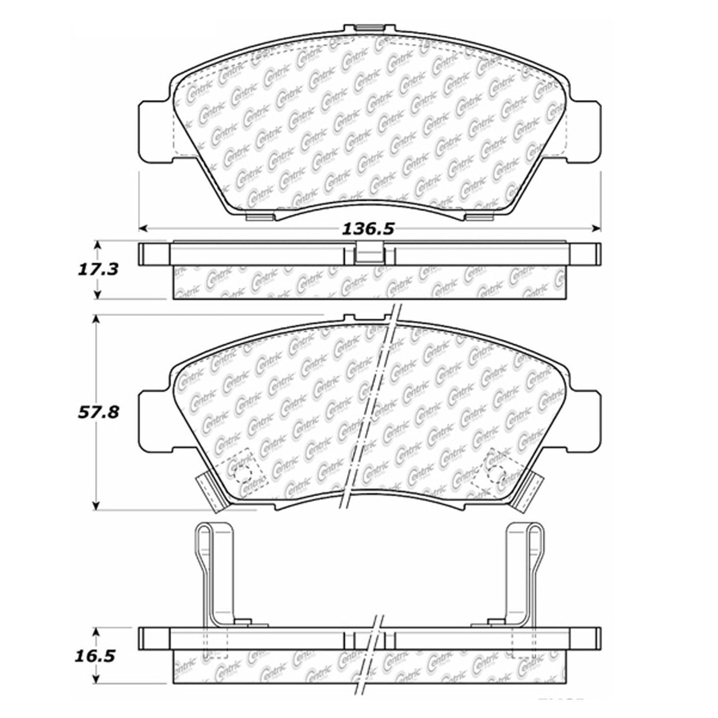 Centric Parts Disc Brake Pad Set C-Tek Semi-Metallic with Shims for 2002-2006 Acura RSX 102.06210