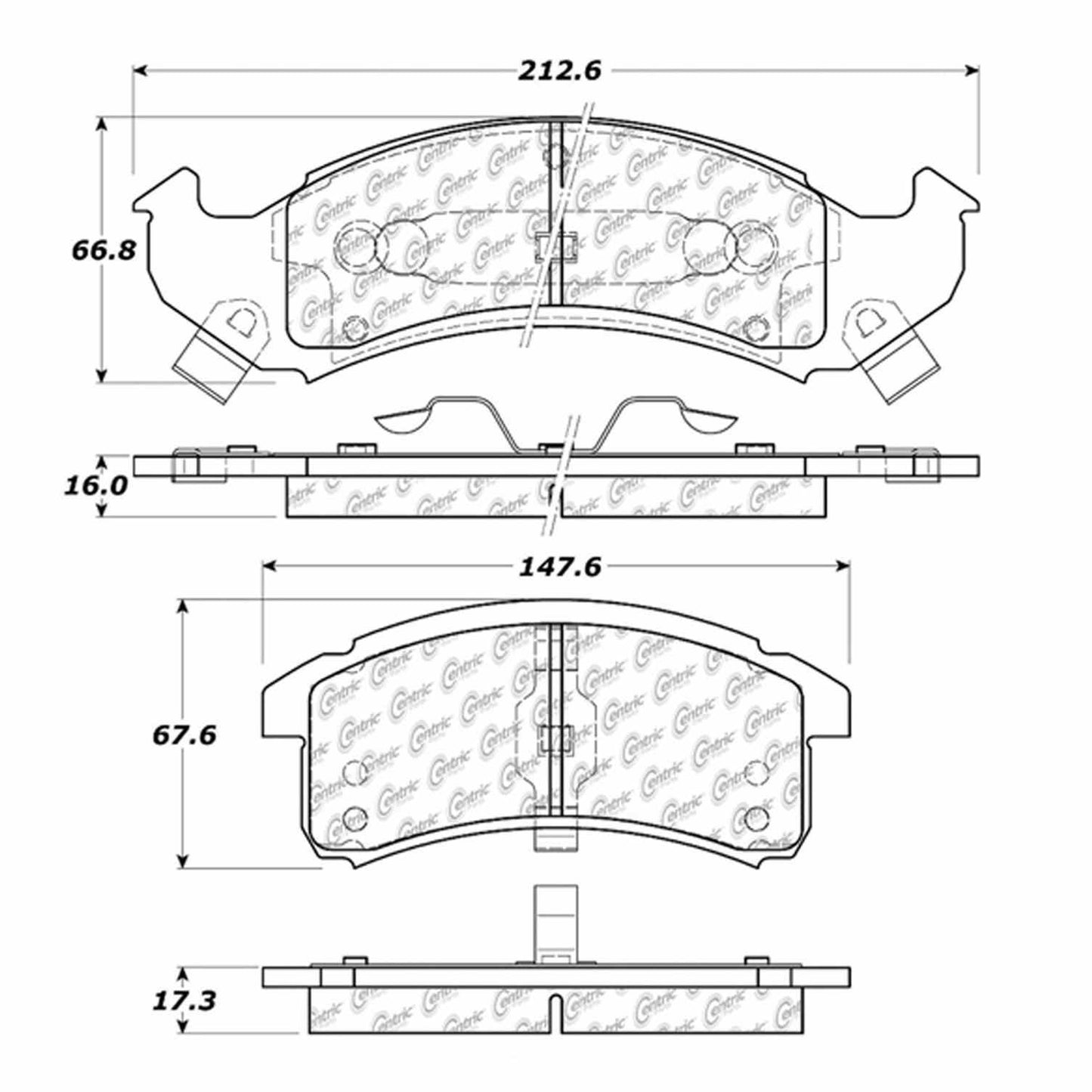 Centric Parts Disc Brake Pad Set C-Tek Semi-Metallic with Shims for 1994-1999 Buick LeSabre and Related Models