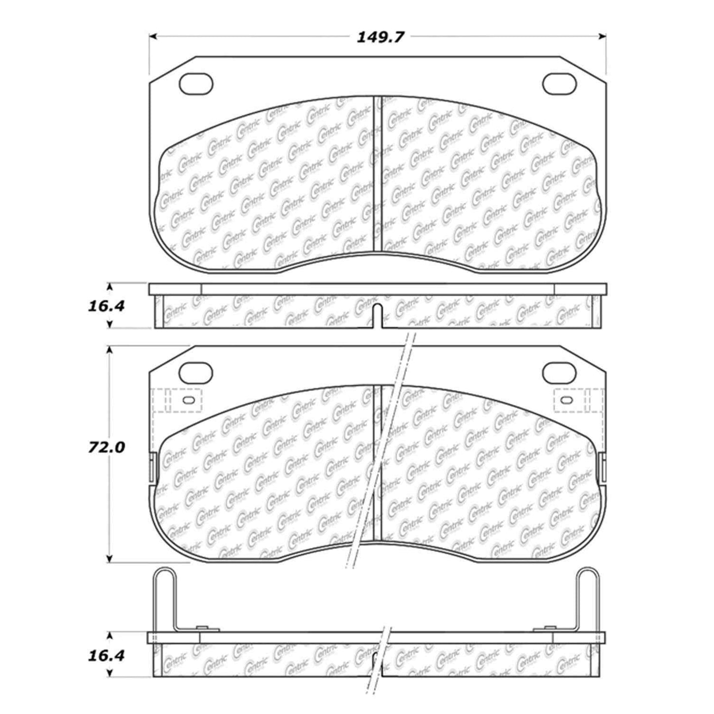 Centric Parts Disc Brake Pad Set Semi-Metallic with Shims for 1987-1988 Mitsubishi Fuso FE 102.06240