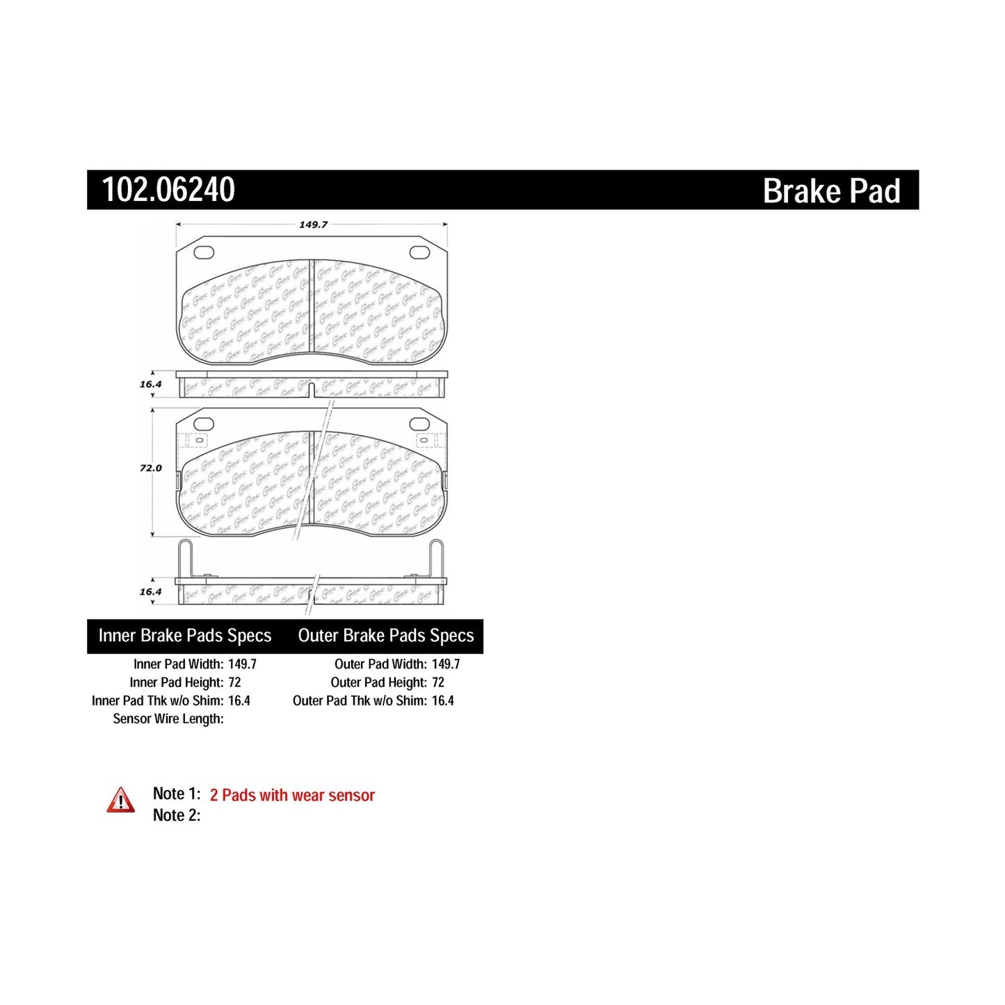 Centric Parts Disc Brake Pad Set Semi-Metallic with Shims for 1987-1988 Mitsubishi Fuso FE 102.06240