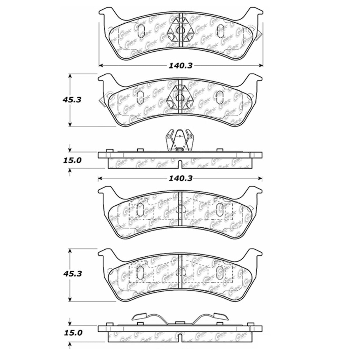 Centric Parts Disc Brake Pad Set Semi-Metallic with Shims for 2001-2003 Ford Explorer Sport, 2003-2005 Explorer Sport Trac, 1994 Jeep Grand Cherokee, 1993 Grand Wagoneer 102.06250