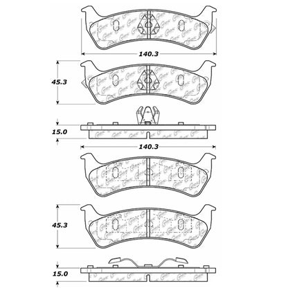 Centric Parts Disc Brake Pad Set Semi-Metallic with Shims for 2001-2003 Ford Explorer Sport, 2003-2005 Explorer Sport Trac, 1994 Jeep Grand Cherokee, 1993 Grand Wagoneer 102.06250