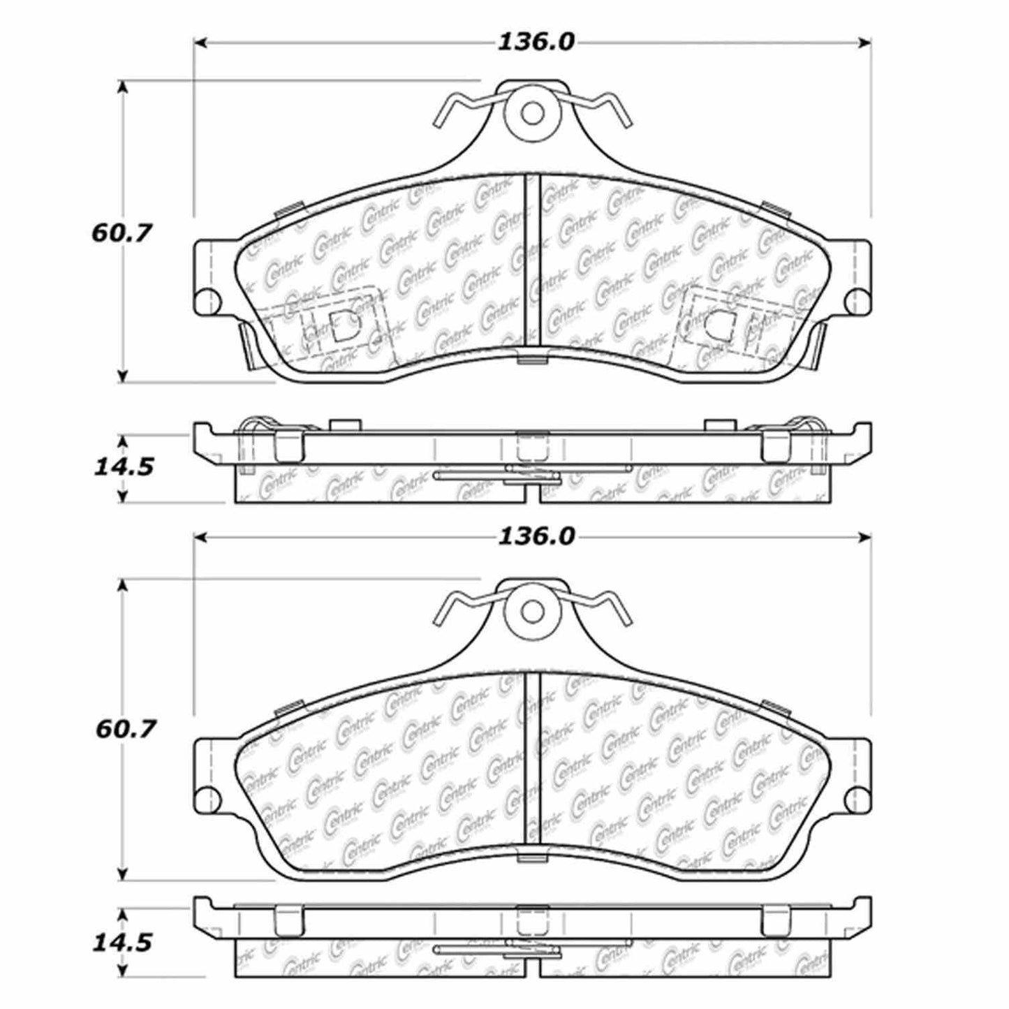 Centric Parts Disc Brake Pad Set Semi-Metallic with Shims for 1994-1996 Chevrolet Caprice Impala 102.06280