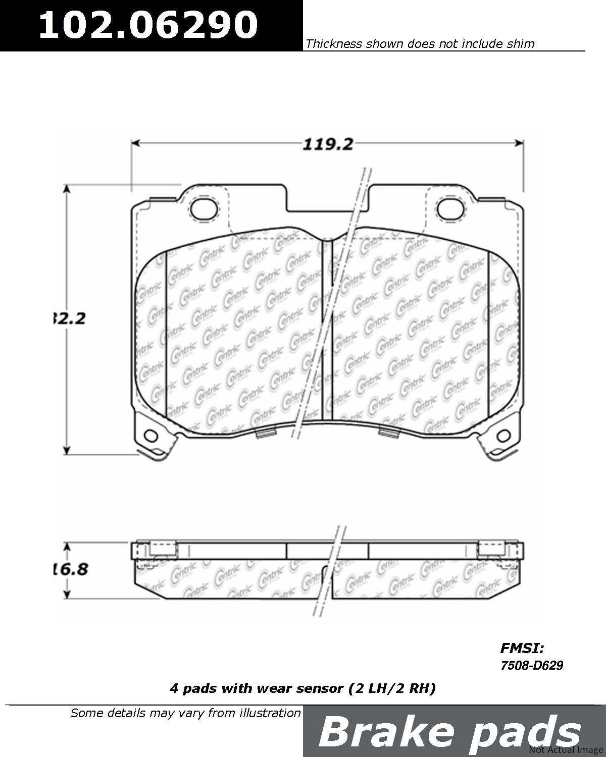 Centric Parts Semi-Metallic Brake Pads with Shims 102.06290