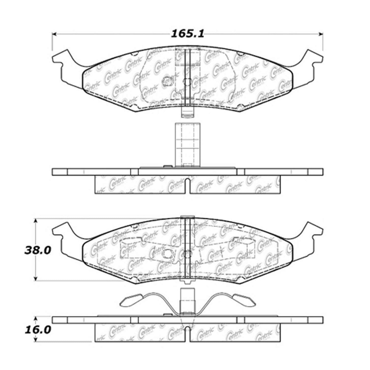 Centric Parts Disc Brake Pad Set Semi-Metallic with Shims for 1995-1996 Dodge Neon Plymouth Neon 102.06330