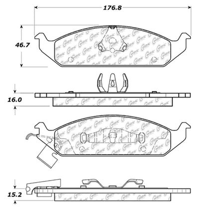 Centric Parts Disc Brake Pad Set Semi-Metallic with Shims for 2000-1995 Chrysler Cirrus 2000-1996 Sebring 2000-1995 Dodge Stratus 2000-1996 Plymouth Breeze 102.06500