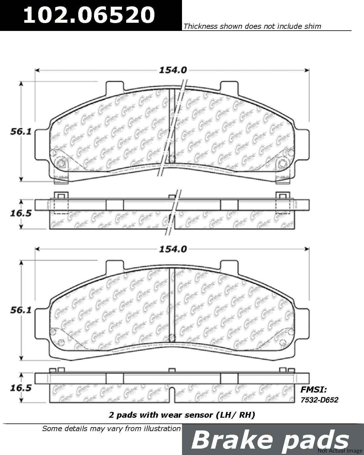 Centric Parts Disc Brake Pad Set Semi-Metallic with Shims for Ford Explorer 2001-1995 102.06520
