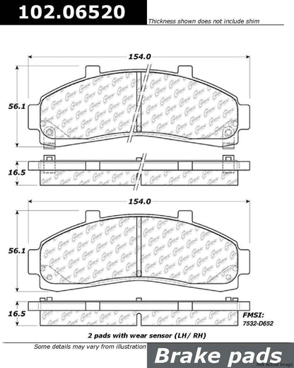 Centric Parts Disc Brake Pad Set Semi-Metallic with Shims for Ford Explorer 2001-1995 102.06520
