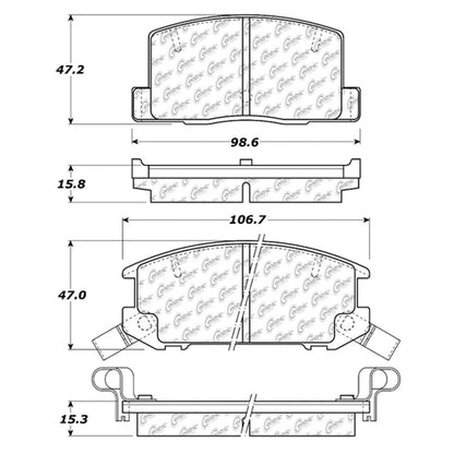 Centric Parts Disc Brake Pad Set Semi-Metallic with Shims for 1991-1995 Toyota MR2 2000-2005 MR2 Spyder 102.06570