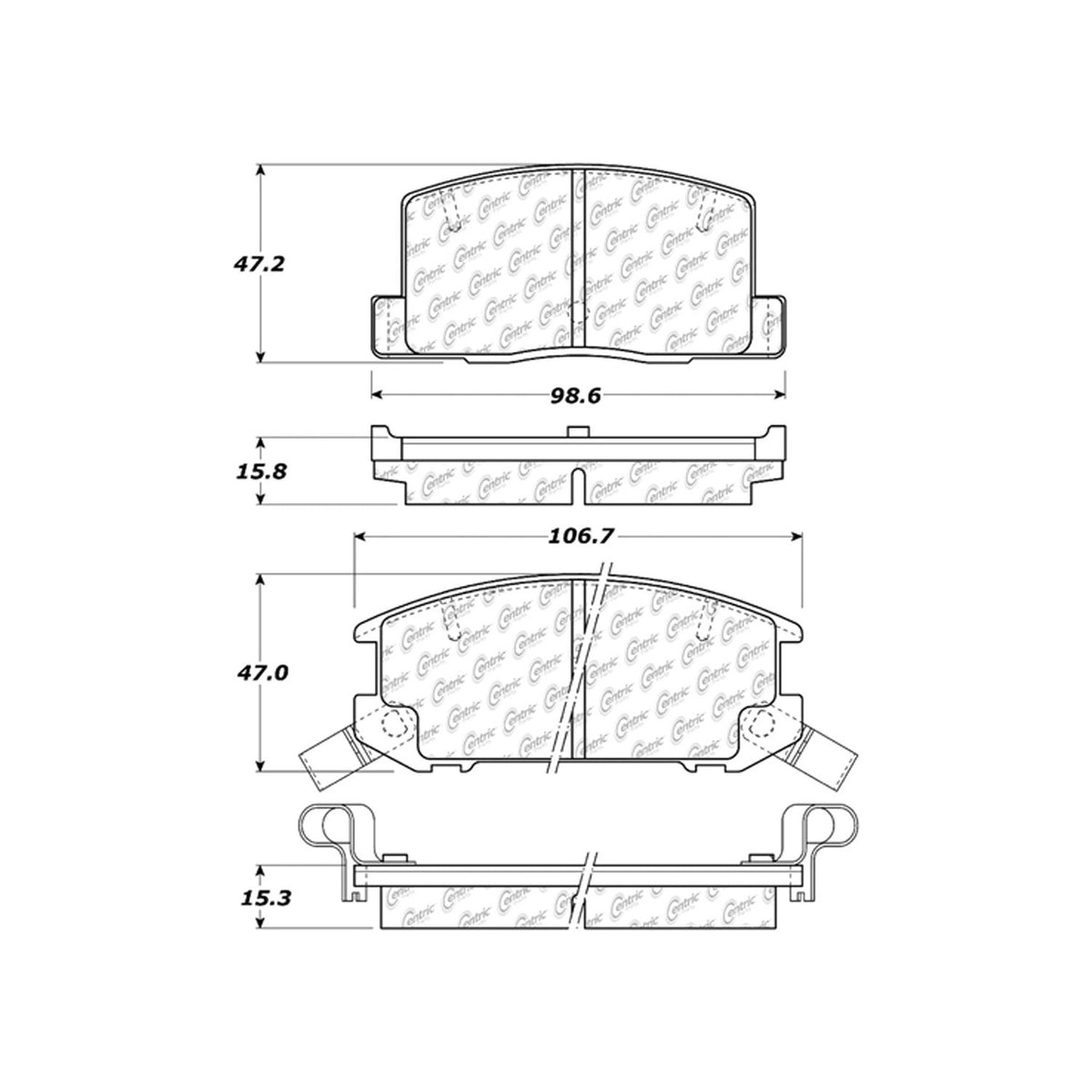 Centric Parts Disc Brake Pad Set Semi-Metallic with Shims for 1991-1995 Toyota MR2 2000-2005 MR2 Spyder 102.06570