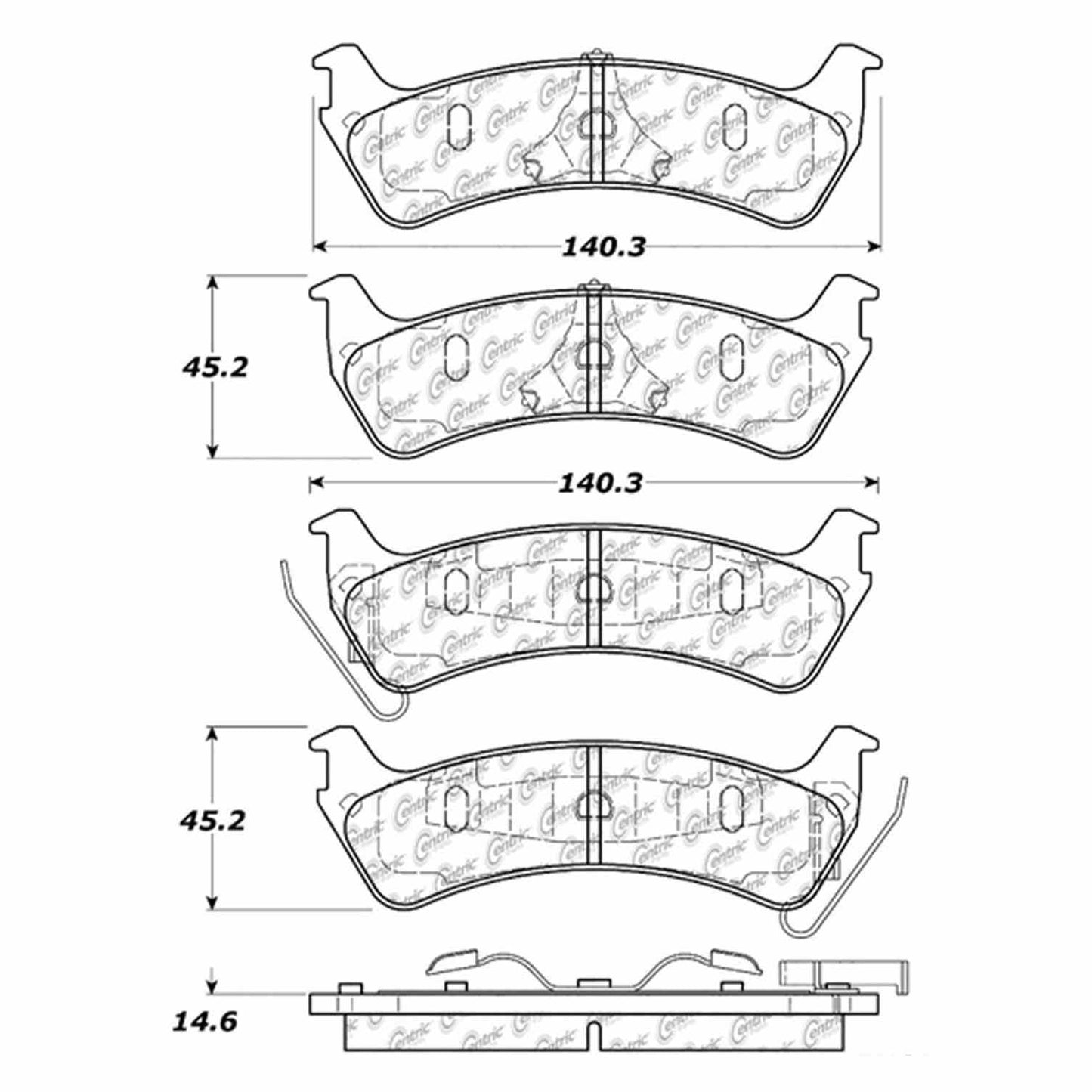Centric Parts Disc Brake Pad Set Semi-Metallic with Shims for 1995-2003 Ford Windstar 102.06640