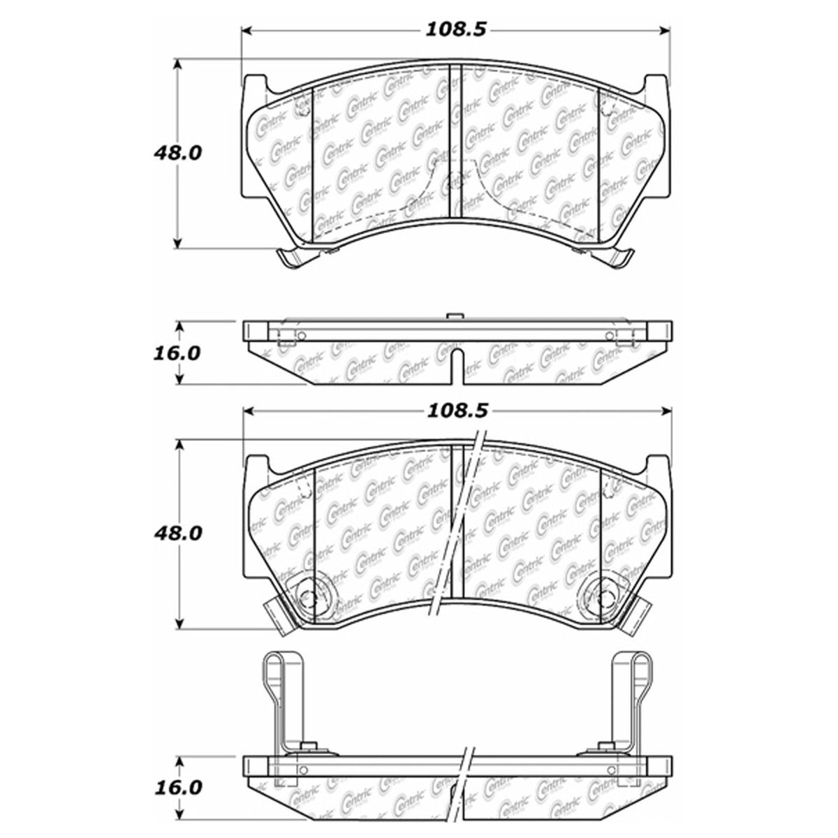 Centric Parts Disc Brake Pad Set Semi-Metallic with Shims for 1995-2000 Nissan 200SX Lucino Sentra 102.06680