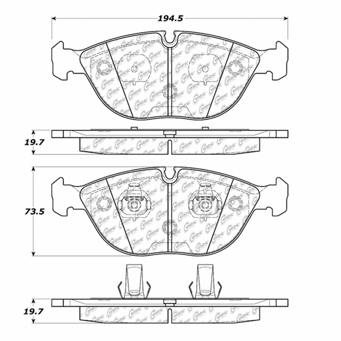 Centric Parts Disc Brake Pad Set Semi-Metallic with Shims for 2000-2006 Audi TT Quattro 102.06820